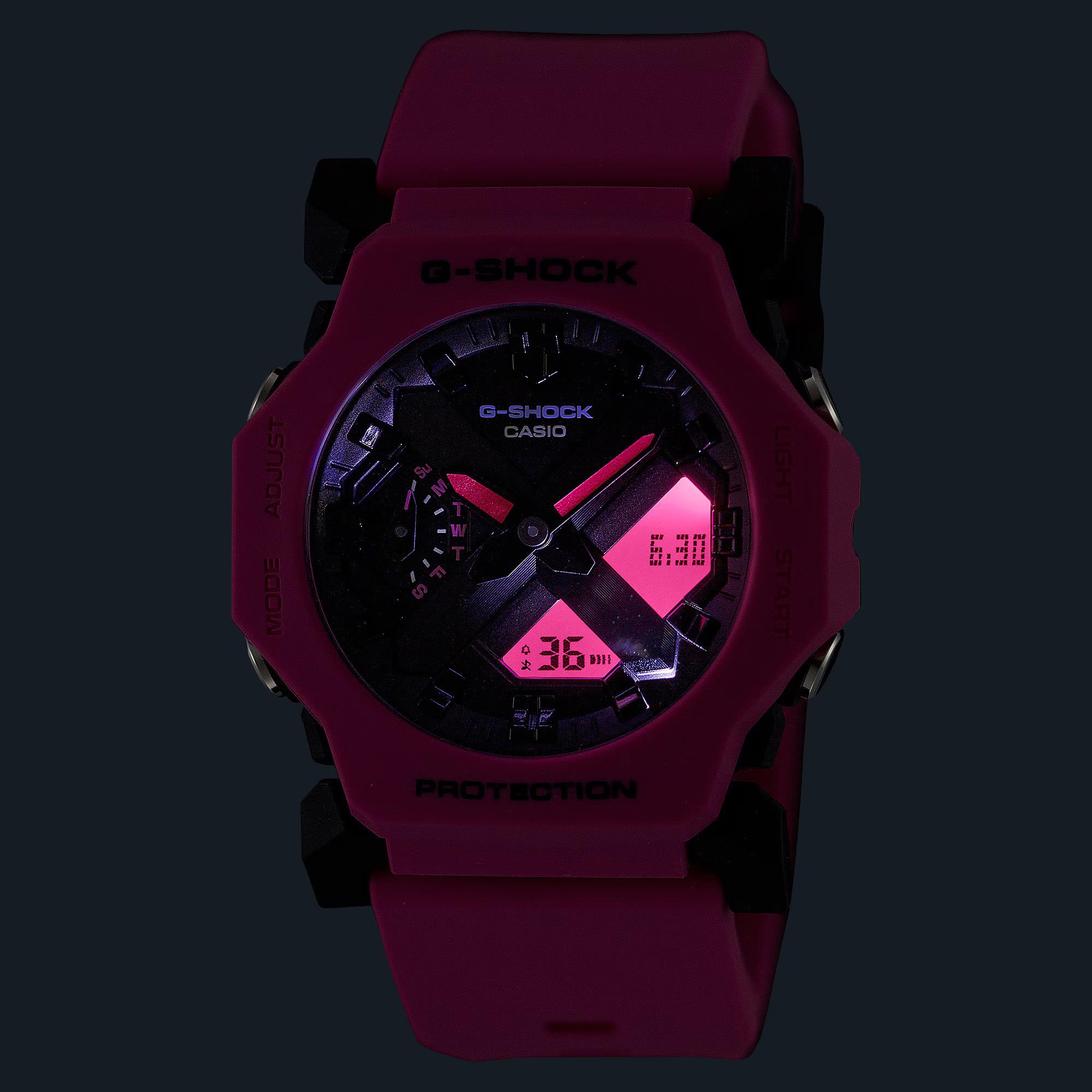 Casio G-Shock GA-2300-4A Analog-Digital Men Watch Vibrant Pink Compact Size ozDigitalWatch.com.au